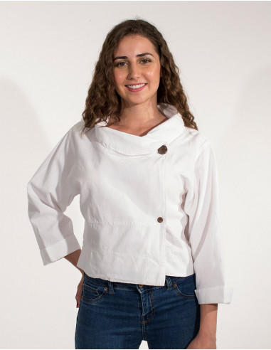 Plain Cotton Jacket Large Collar Sw