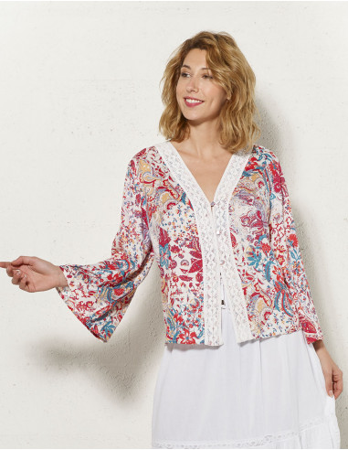 Viscose Jacket Long Sleeve Printed Ro