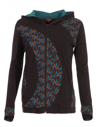 Knitted 97% cotton 3% elastane jacket with gabon print