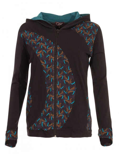 Knitted 97% cotton 3% elastane jacket with gabon print