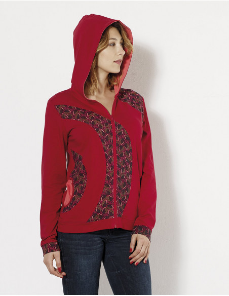 Knitted 97% cotton 3% elastane jacket with gabon print