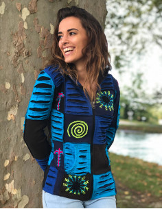 Knitted cotton patch jacket