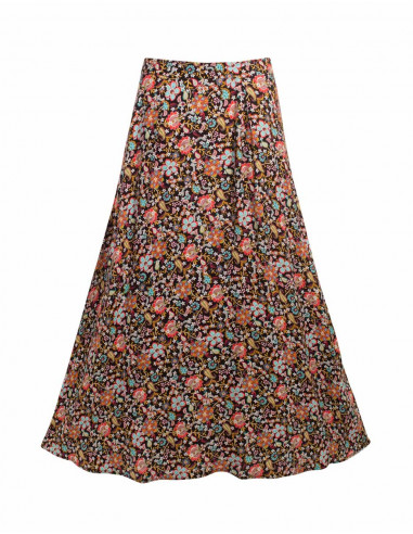 Rayon twill skirt with printemps print