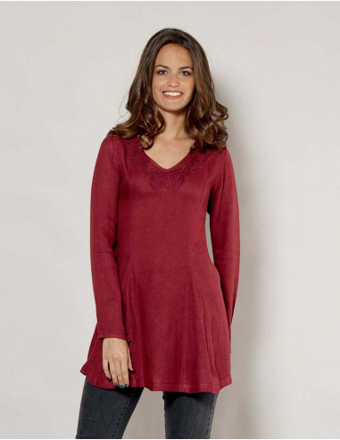 Rayon tunic with long sleeves