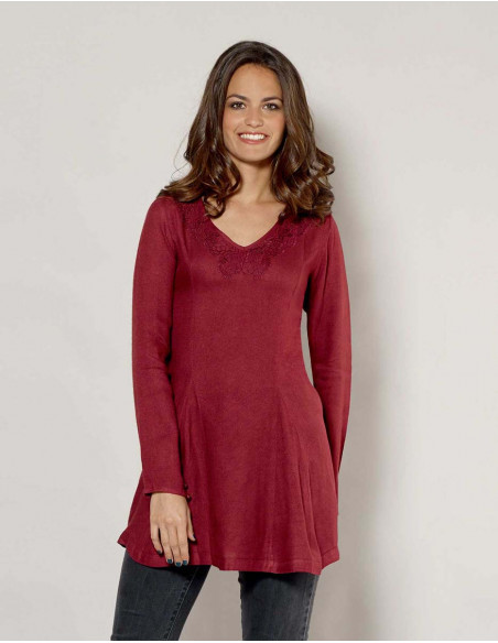 Tunique viscose unie manches longues