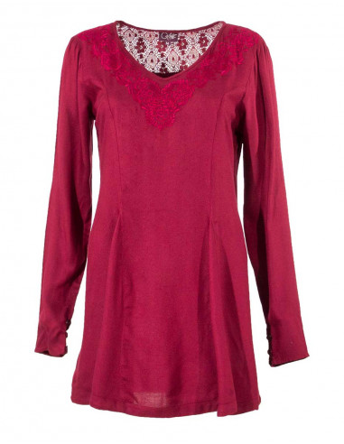 Rayon tunic with long sleeves