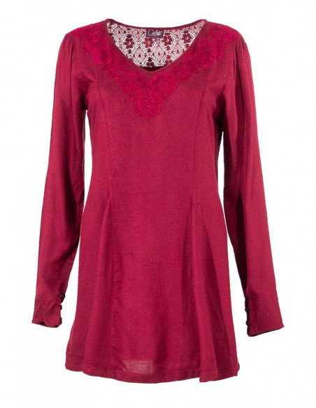 Rayon tunic with long sleeves