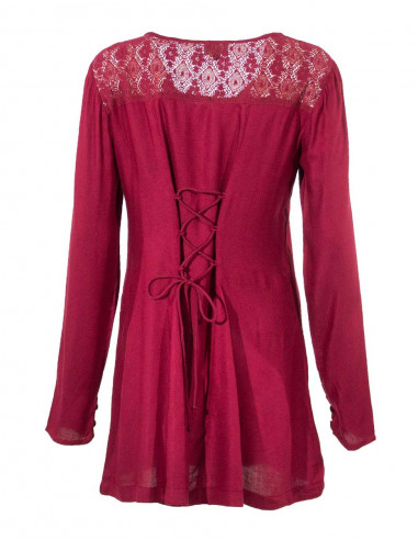 Rayon tunic with long sleeves