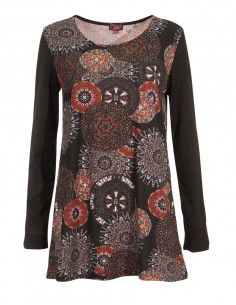 Knitted 95% polyester 5% elastane tunic with afro print 2