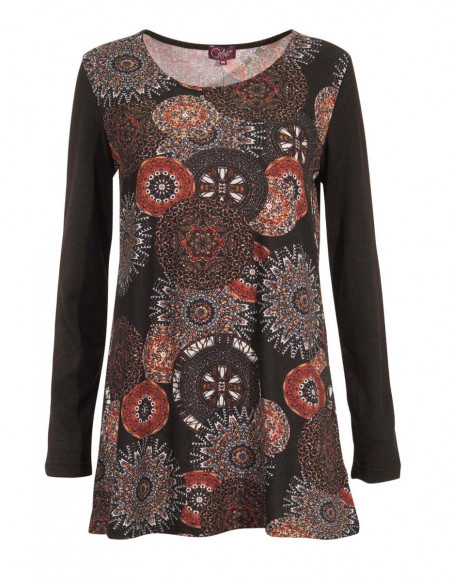 Knitted 95% polyester 5% elastane tunic with afro print