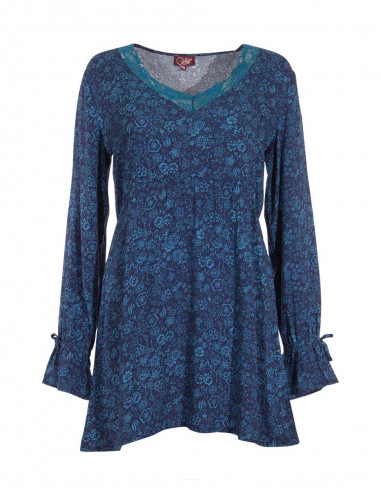 Rayon tunic with fleuri print