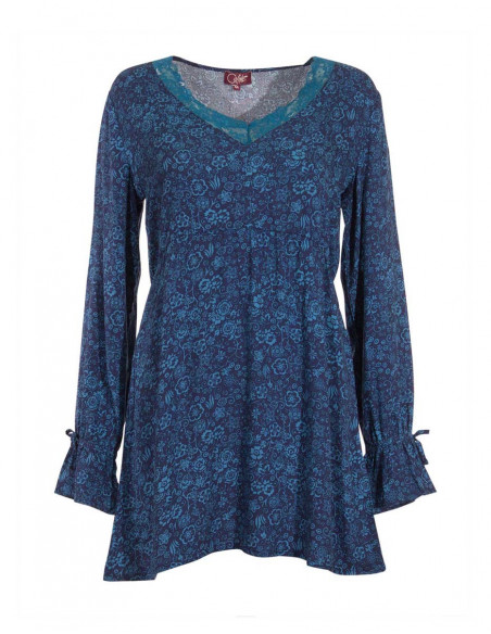 Rayon tunic with fleuri print
