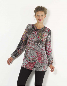 Rayon tunic with cameleon print