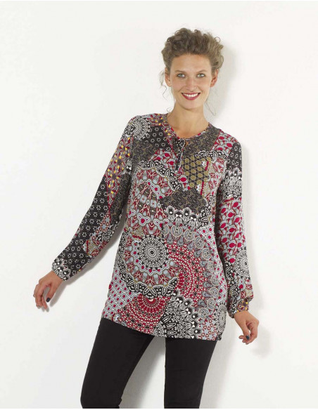 Rayon tunic with cameleon print