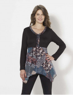 Knitted 95% polyester 5% elastane tunic with lining patchorient print 2