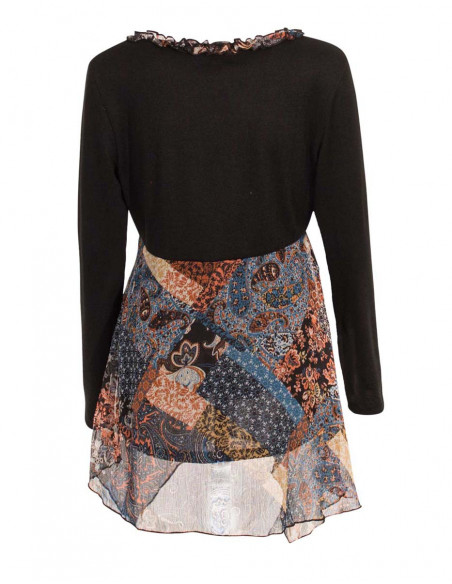 Knitted 95% polyester 5% elastane tunic with lining patchorient print