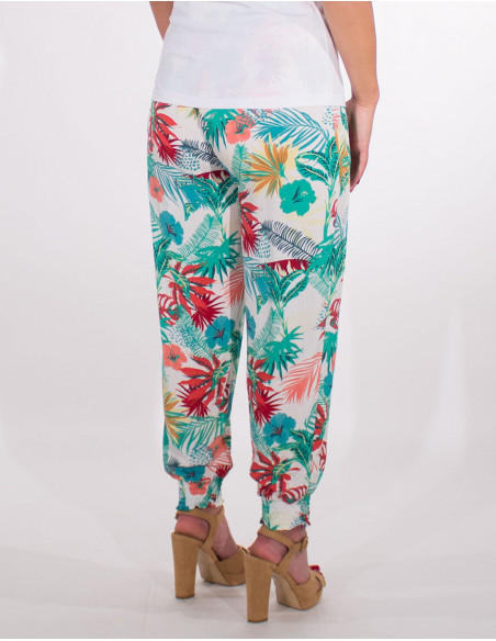 Smocke low viscose trousers