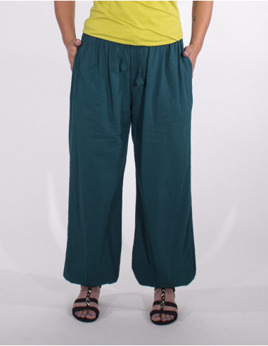 Women cotton pants elastic plain sw