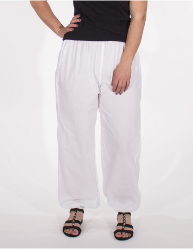 Women cotton pants elastic plain sw