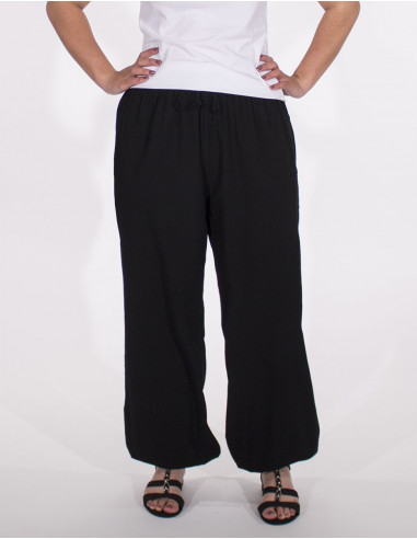 Women cotton pants elastic plain sw