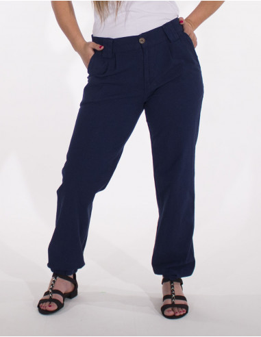 Plain sw cotton trousers with pockets