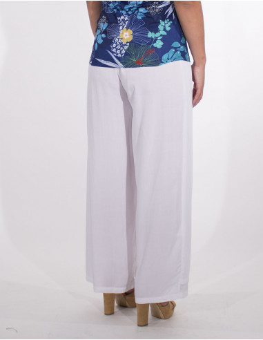 Pantalon Viscose Faux Pareo Uni Demi Cei