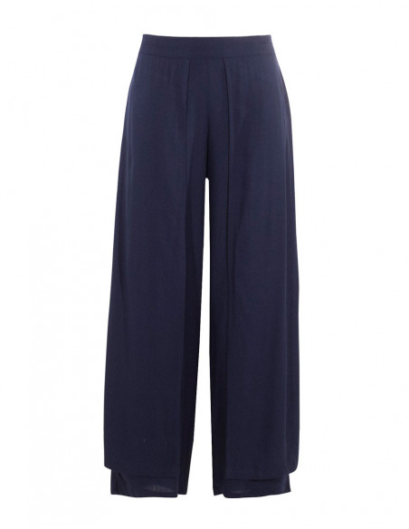 Pantalon Viscose Faux Pareo Uni Demi Cei