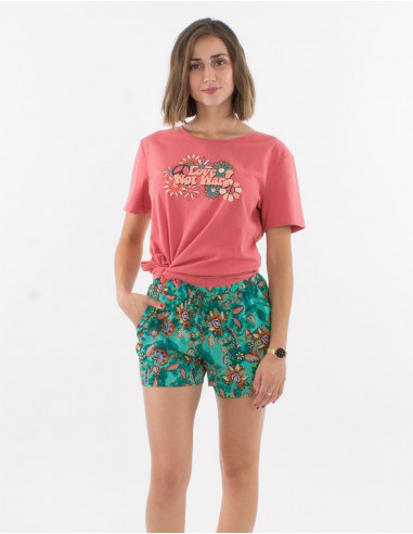 Viscose shorts with seychelles print