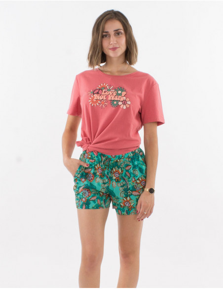Viscose shorts with seychelles print