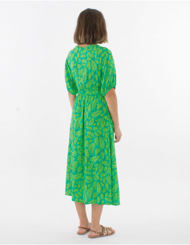 Robe Longue Viscose Manches Courtes Impr