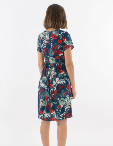 Robe Viscose Manches Courtes Imprime Tro
