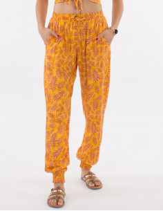 Viscose smocke pants with banana print 2
