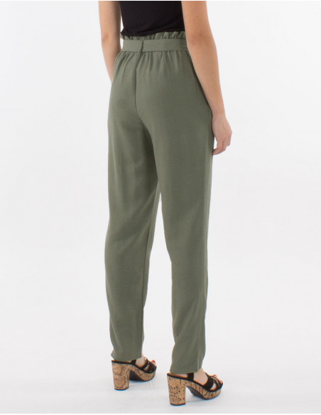 70% viscose 30% linen pants with pleats at the waist