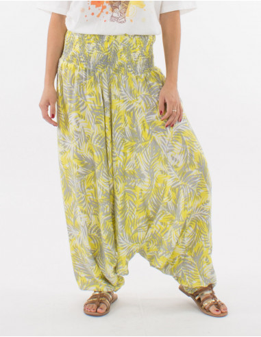 Viscose 3 in 1 harem pants with leaf print