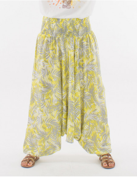 Viscose 3 in 1 harem pants with leaf print