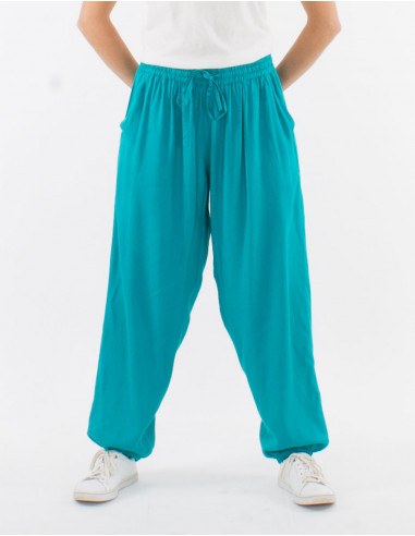 Viscose plain pants with pockets