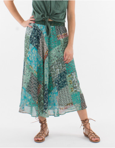 Jupe Mousseline De Polyester Doublee Tai