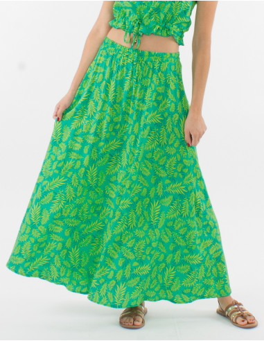 Long viscose skirt with banana print