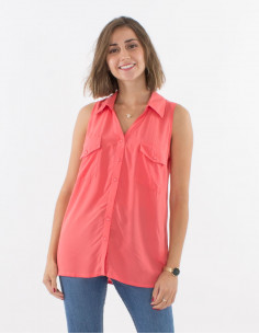 Chemisier Viscose Uni Sans Manches 2
