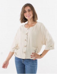 Veste 54% Lin 46% Viscose Manches 3/4 2