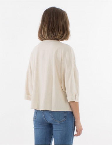 Veste 54% Lin 46% Viscose Manches 3/4