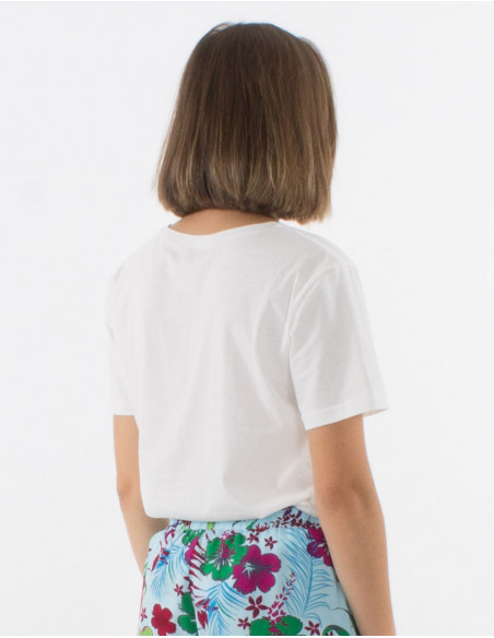 Short sleeves cotton t-shirt and golden coast print