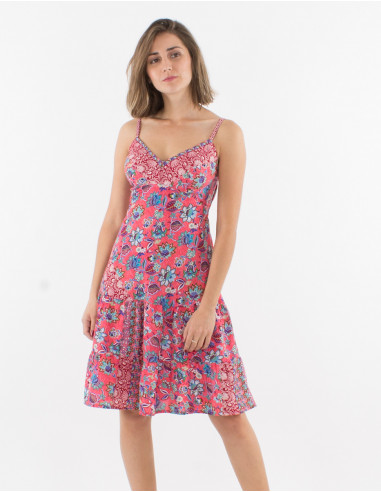 Polyester dress with wraps and holi flower print