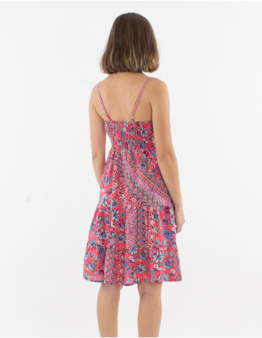 Polyester dress with wraps and holi flower print