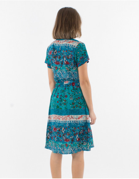 Robe Polyester Manches Courtes Boutonnee