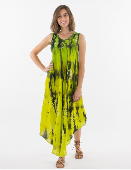Long viscose crepe umbrella dress