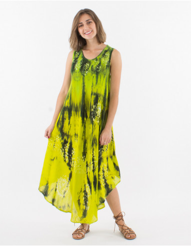 Long viscose crepe umbrella dress