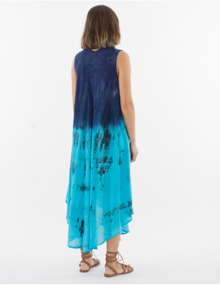 Long viscose crepe umbrella dress