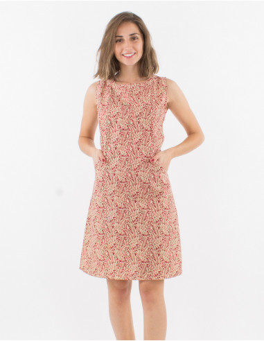 Sleeveless cotton dress and damascus print