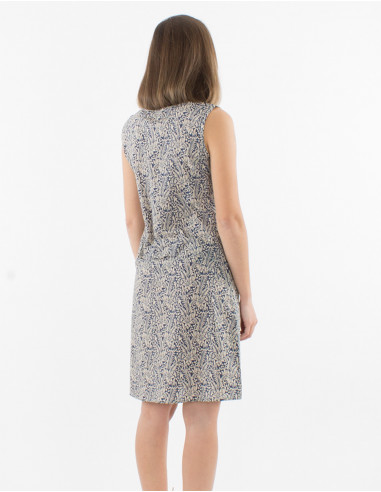Sleeveless cotton dress and damascus print